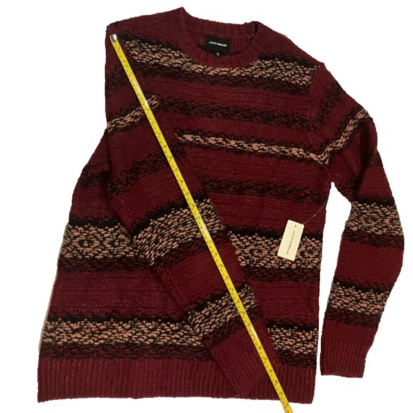 Lucky Brand Men's Cabernet Fair Isle Jacquard Wool Crew Neck Sweater Size L - Picture 6 of 7